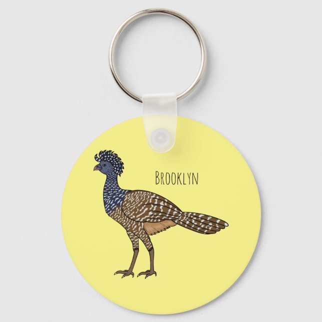 Great curassow bird cartoon illustration  key ring (Front)