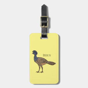Great curassow bird cartoon illustration luggage tag