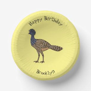 Great curassow bird cartoon illustration  paper plate
