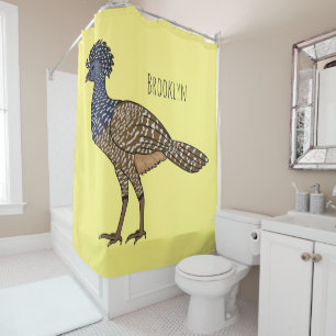 Great curassow bird cartoon illustration shower curtain