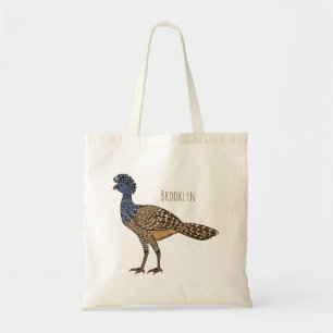 Great curassow bird cartoon illustration tote bag