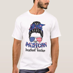 Great Cute All American Preschool Teacher July 4Th T-Shirt