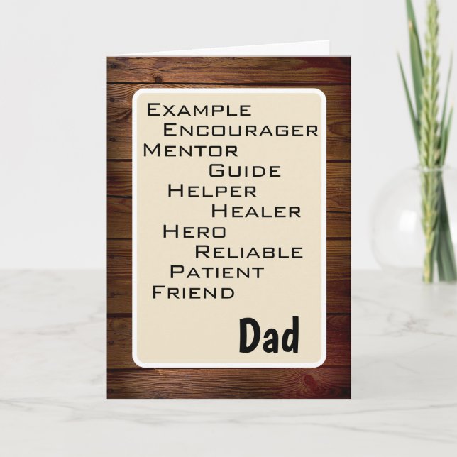 Great Dad list of his Qualities - my Dad Card (Front)
