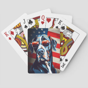 Great Dane 4th of July Independence day Playing Cards