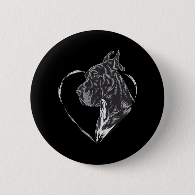 Great Dane  6 Cm Round Badge (Front)