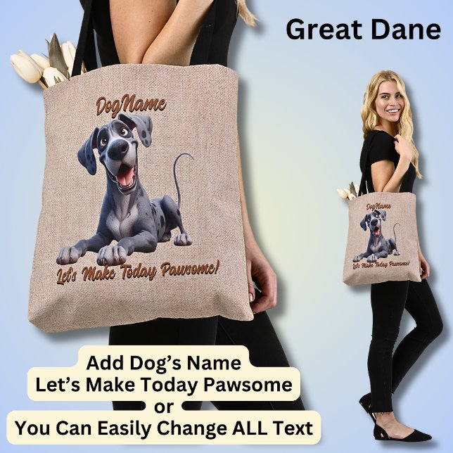 Great Dane - Add Dog's Name, Change Text Tote Bag (Creator Uploaded)