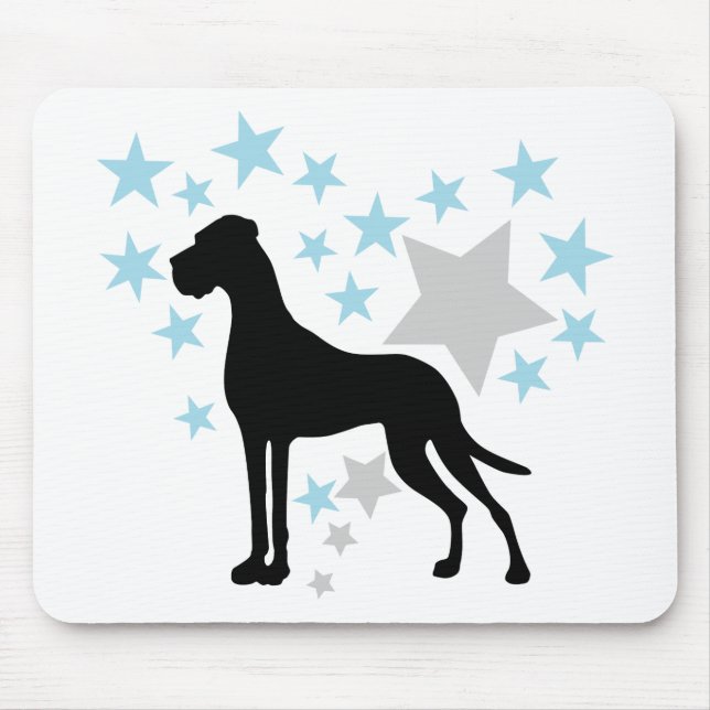 Great Dane and a Star Heart Mouse Pad (Front)