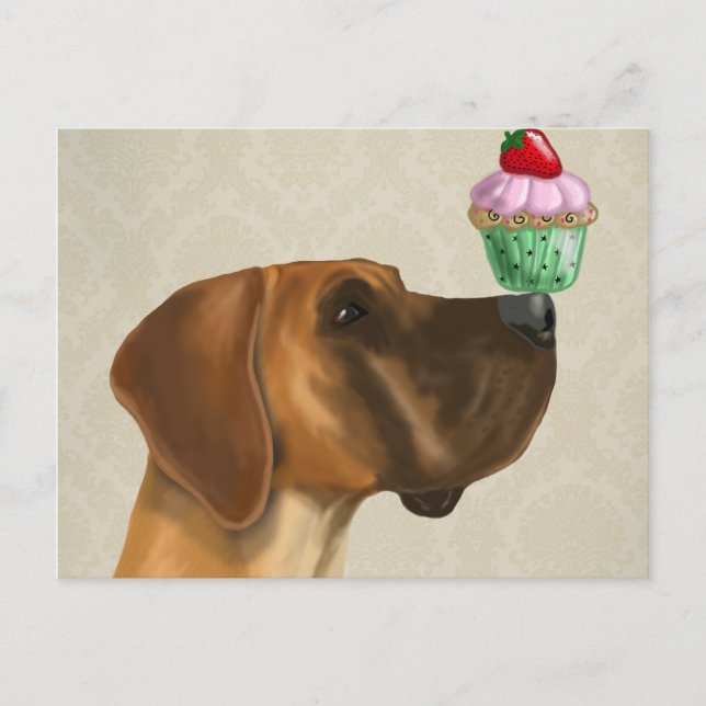 Great Dane and Cupcake Postcard (Front)