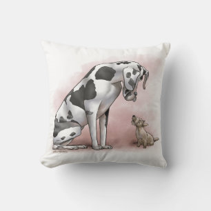 Great Dane and Scottish Terrier Cartoon Cushion