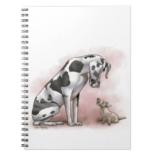 Great Dane and Scottish Terrier Cartoon Notebook