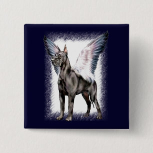 Great Dane Angel Black 15 Cm Square Badge