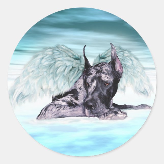 Great Dane Angel Merle Classic Round Sticker (Front)