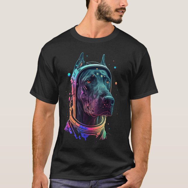 Great Dane Astronaut Dog  Outer Space Cosmic Explo T-Shirt (Front)