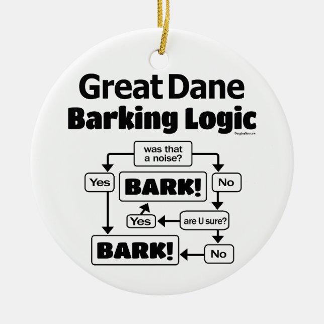 Great Dane Barking Logic Ceramic Tree Decoration (Front)