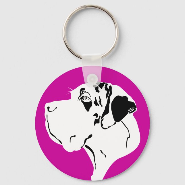 Great Dane Big Head merle Key Ring (Front)