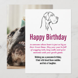 Great Dane Birthday Flat Card 