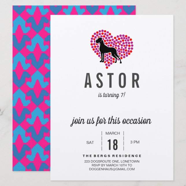 Great Dane Birthday Invitation (Front/Back)