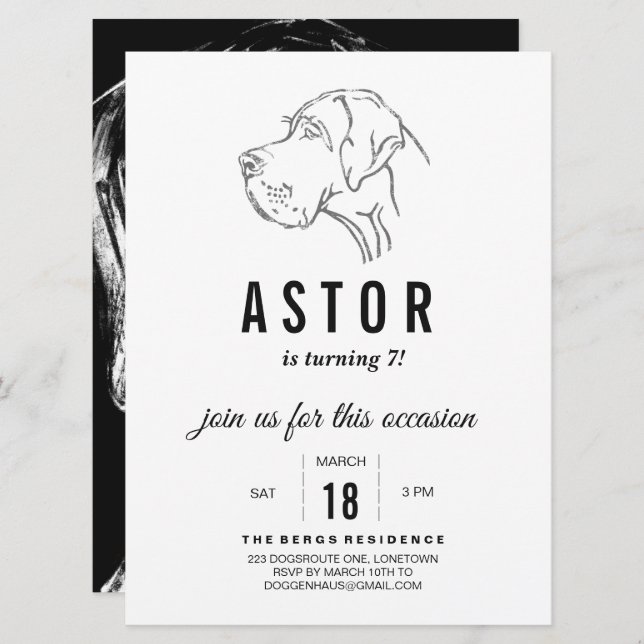 Great Dane Birthday Invitation (Front/Back)