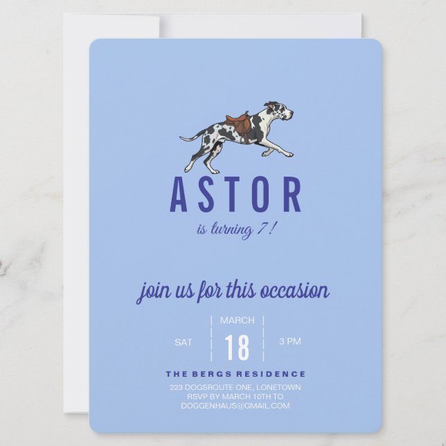 Great Dane Birthday Invitation with Photo (Front)