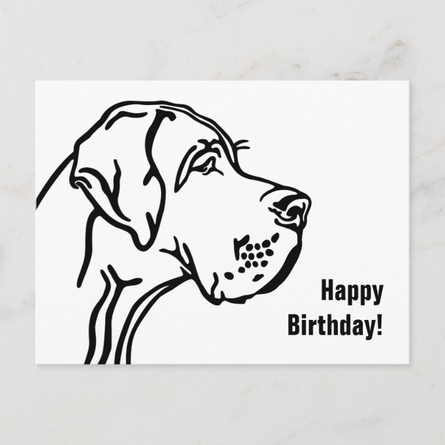 Great Dane Birthday Postcard (Front)