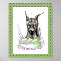 Great Dane Black Birthday Cake Face