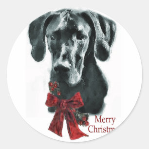 Great Dane Black Christmas Gifts Classic Round Sticker