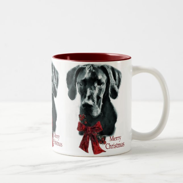 Great Dane Black Christmas Gifts Two-Tone Coffee Mug (Right)