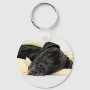 Great Dane - black / German Dogge - black Key Ring