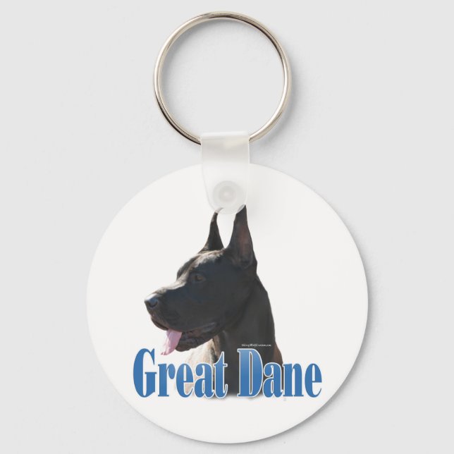 Great Dane (black) Name Key Ring (Front)