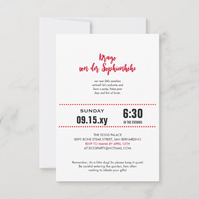 Great Dane black red Baby Shower  Invitation (Front)