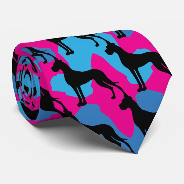 Great Dane black Silhouette Tie (Rolled)