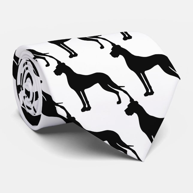 Great Dane black Silhouette Tie (Rolled)