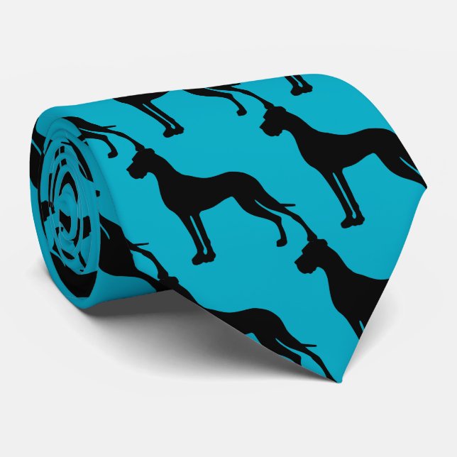 Great Dane black Silhouette Tie (Rolled)