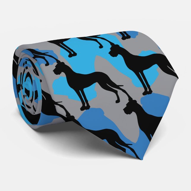 Great Dane black Silhouette Tie (Rolled)