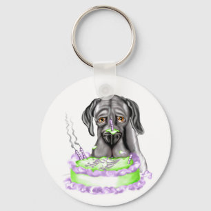 Great Dane Black UC Birthday Cake Key Ring