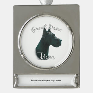 Great Dane (blk) Mom 2 Silver Plated Banner Ornament