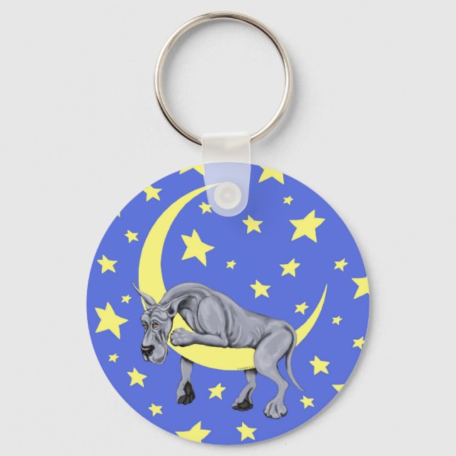 Great Dane Blue Twinkle Key Ring (Front)