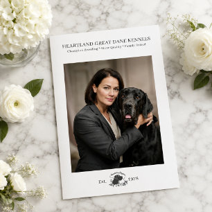 Great Dane Breeder Photo & Contact, QR code, logo Card