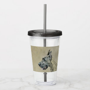 Great Dane (Brindle) Painting - Original Dog Art Acrylic Tumbler
