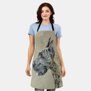 Great Dane (Brindle) Painting - Original Dog Art Apron