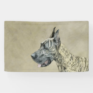 Great Dane (Brindle) Painting - Original Dog Art Banner