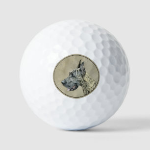 Great Dane (Brindle) Painting - Original Dog Art Golf Balls
