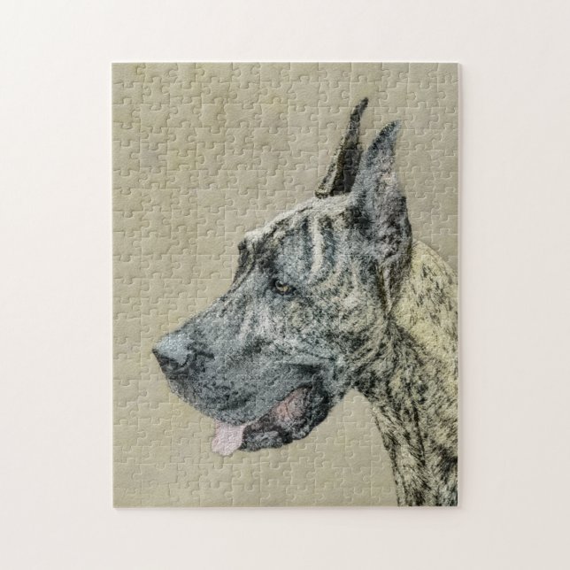 Great Dane (Brindle) Painting - Original Dog Art Jigsaw Puzzle (Vertical)