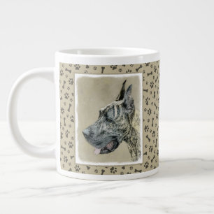 Great Dane (Brindle) Painting - Original Dog Art Large Coffee Mug