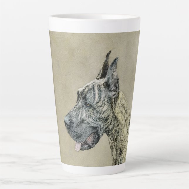 Great Dane (Brindle) Painting - Original Dog Art Latte Mug (Front)