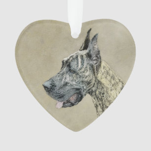 Great Dane (Brindle) Painting - Original Dog Art Ornament