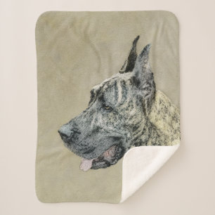 Great Dane (Brindle) Painting - Original Dog Art Sherpa Blanket