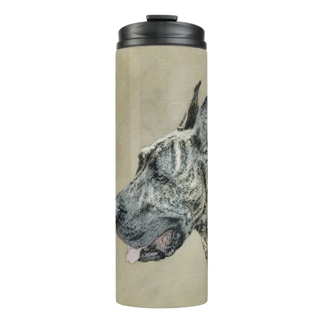 Great Dane (Brindle) Painting - Original Dog Art Thermal Tumbler (Front)