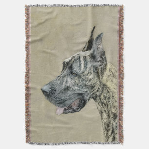 Great Dane (Brindle) Painting - Original Dog Art Throw Blanket