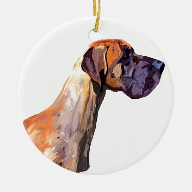 Great Dane Ceramic Tree Decoration (Front)